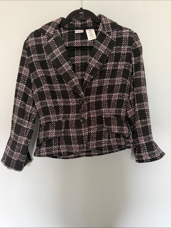 No Boundaries Other - Vintage No Boundaries Plaid Tweed Blazer - Pink & Black Cropped Jacket Junior7/9